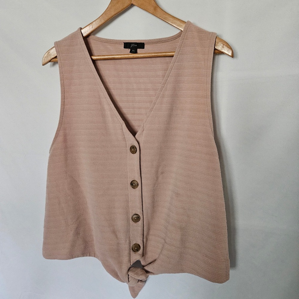J. Crew Ribbed Knot Front Button Down Sleeveless Top sz‎ XL